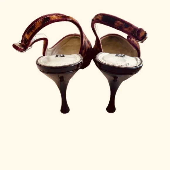 Dolce & Gabbana Patent Leather Leopard Ponyhair Slingback Size 8 1/5 M - Picture 2 of 7